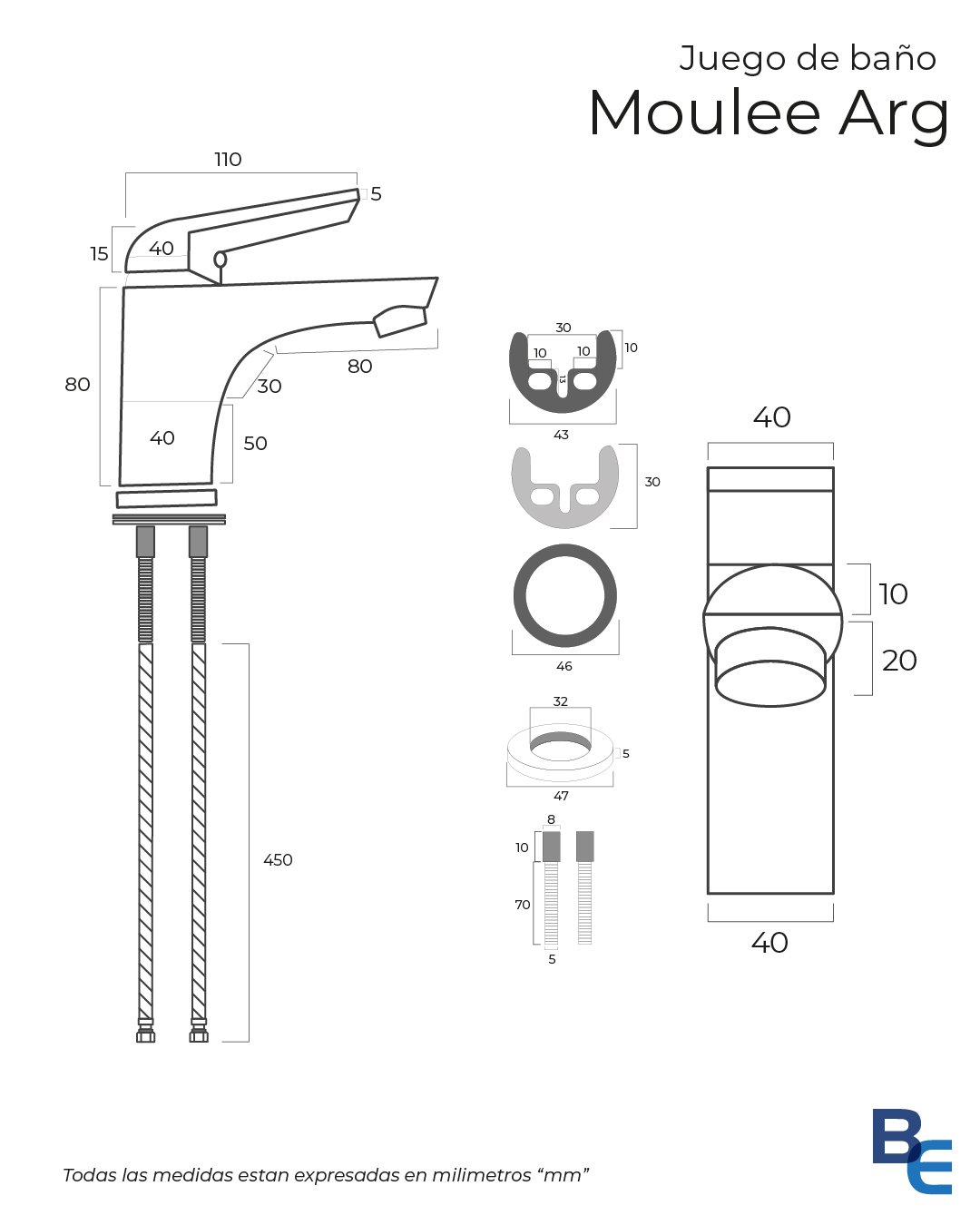 Mezcladora de baño monomando Moulee Arg - Imagen 2