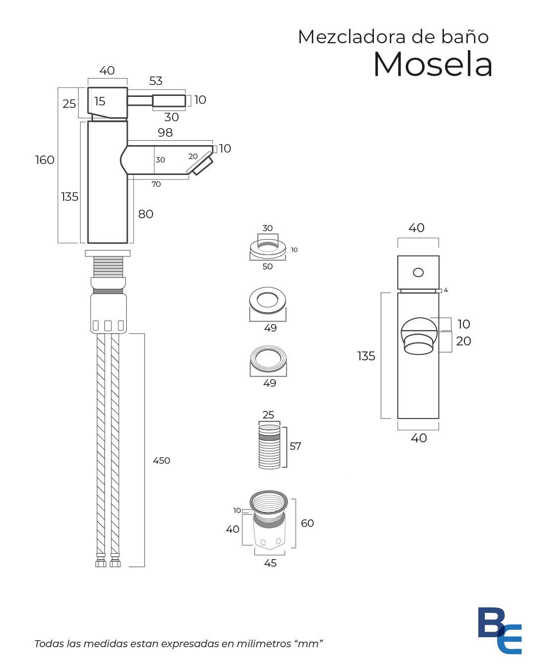 Mezcladora de baño monomando Mosela mate - Imagen 2