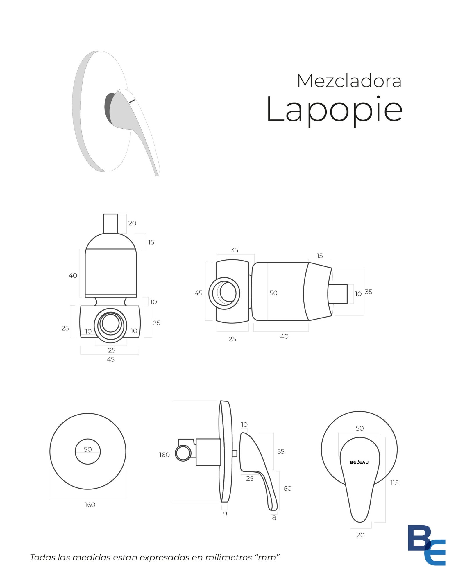 Mezcladora de ducha Lapopie cromo - Imagen 2