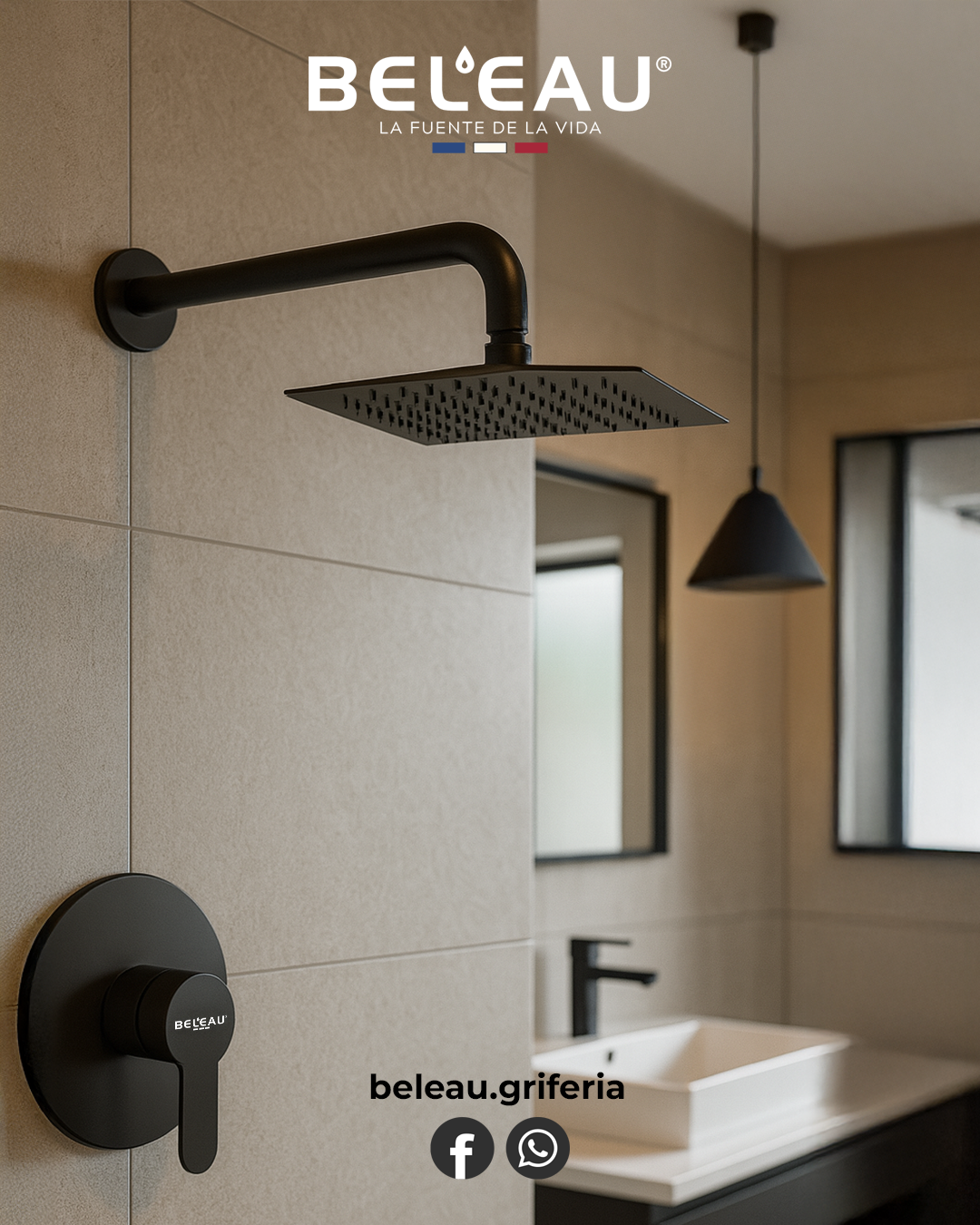 Combo mezcladora Arve, cabeza super slim y brazo de ducha pared (cuadrada) gun metal - Imagen 2