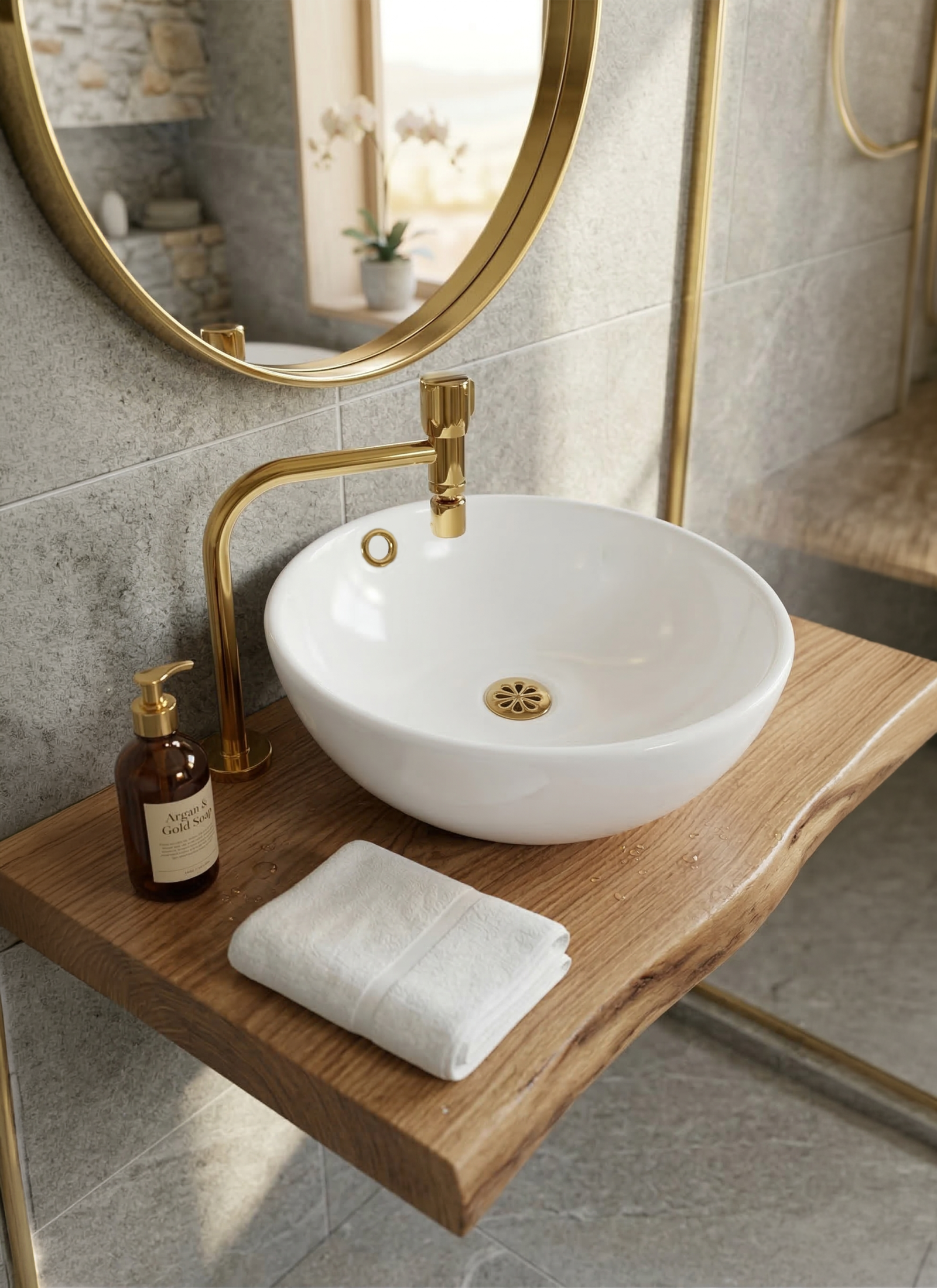 Llave de baño doble altura Orion gold - Imagen 2