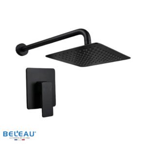 Combo mezcladora Arve, cabeza super slim y brazo de ducha pared (cuadrada) negra