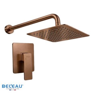 Combo mezcladora Arve, cabeza super slim y brazo de ducha pared (cuadrada) rose gold