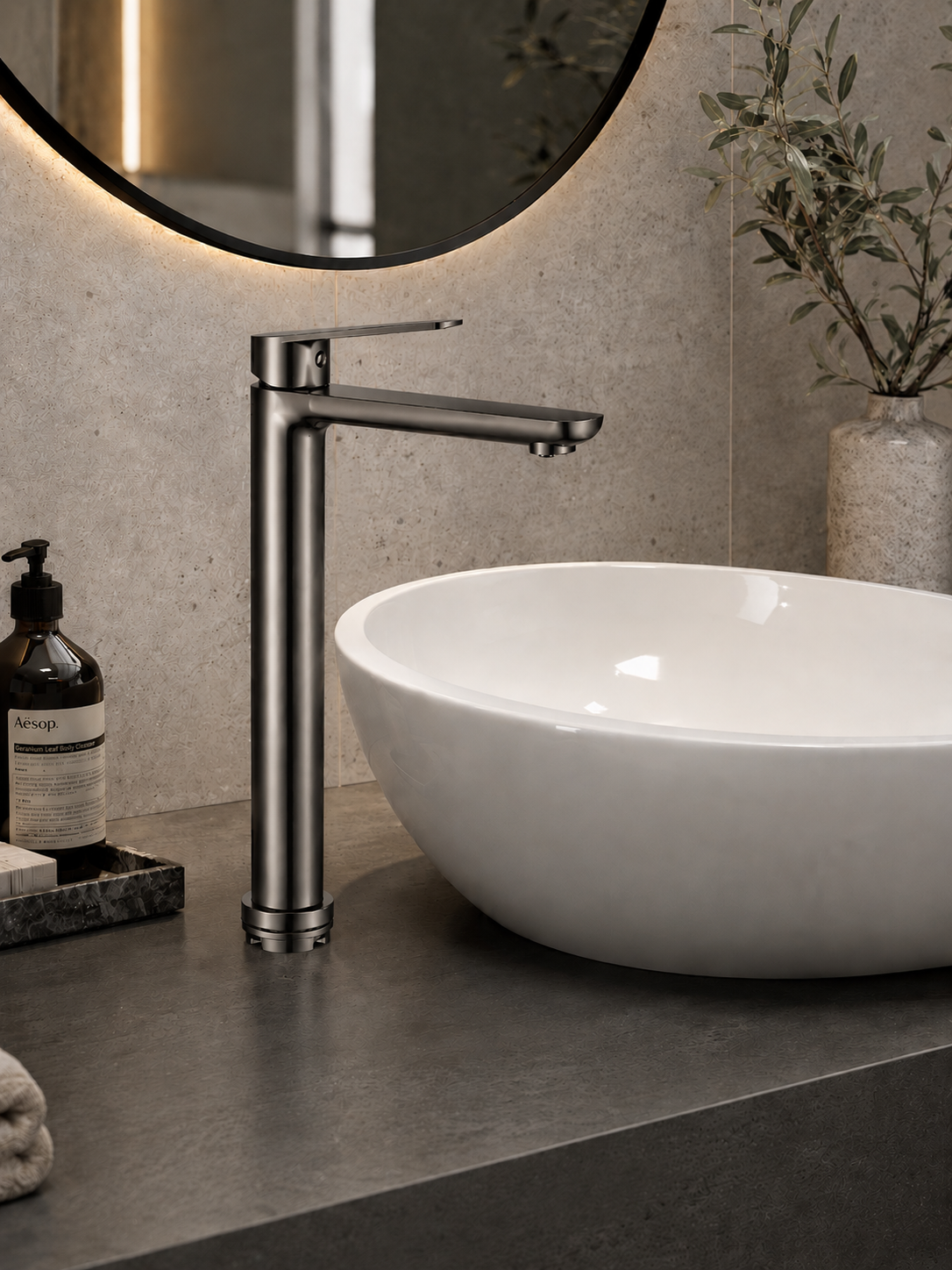 Llave de baño doble altura Mia gun metal - Imagen 2