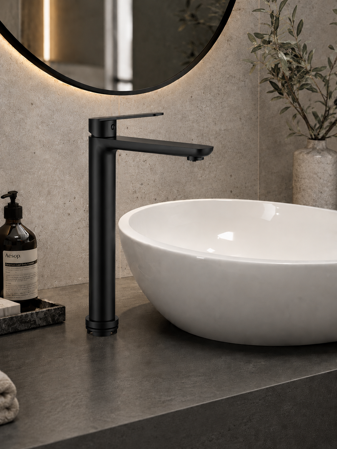 Llave de baño doble altura Mia negro mate - Imagen 2