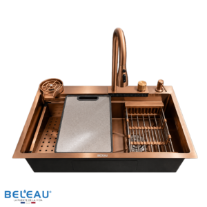 Fregadero cuatro funciones un pozo rose gold